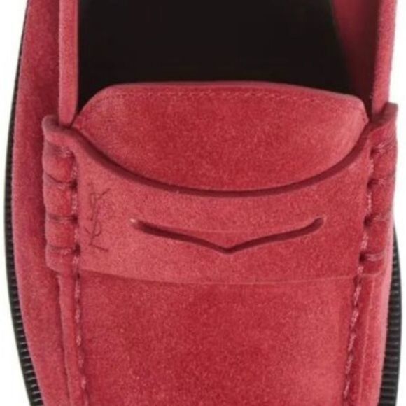 Saint Laurent YSL Logo Monogram Men's Red Suede Loafer "Le Loafer" 10 US… - Picture 3 of 6